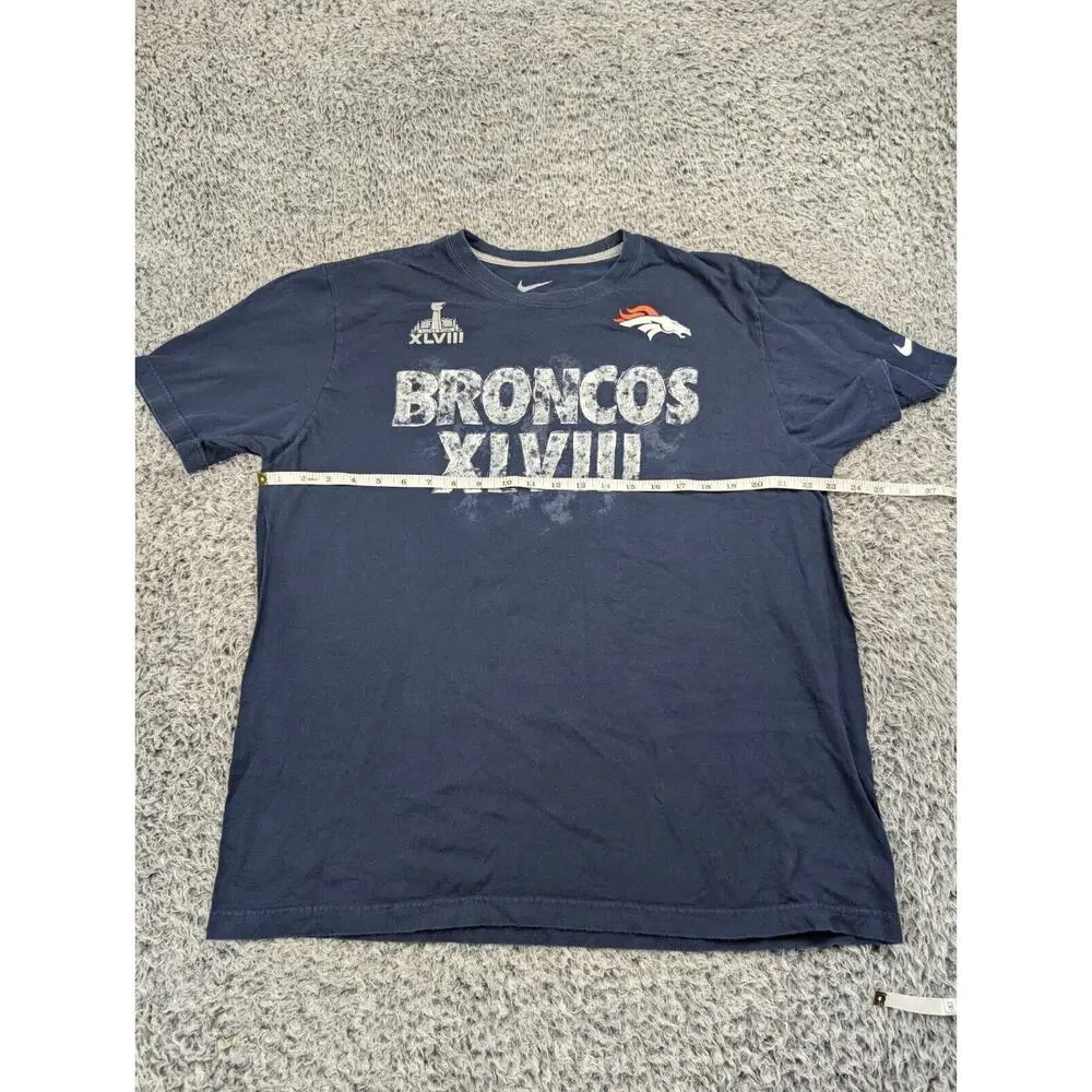 Denver Broncos Shirt Men Extra Large Blue NFL XLVII Superbowl Nike Graphic Tee - Picture 3 of 6